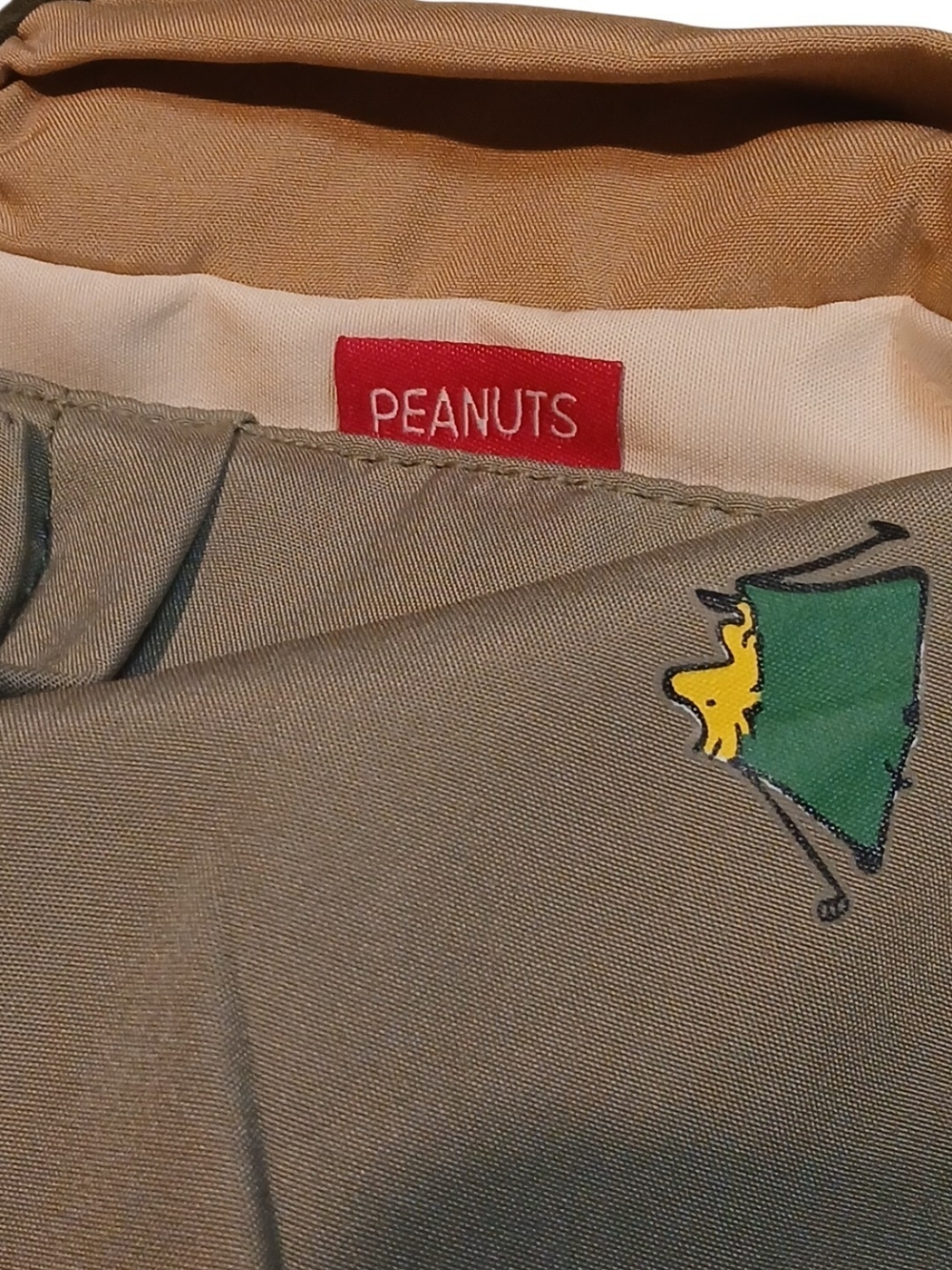 Peanuts -2026 Khaki Colored Snoopy & Woodstock Backpack, Zippered Front Pocket - Picture 7 of 12